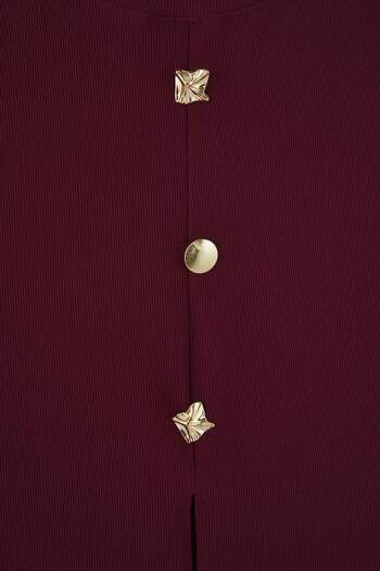 Trendyol Curve Burgundy Accessory Button Crew Neck Regular Size Vest Knitted Blouse Tbbss25Af00121