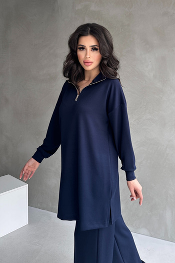 Feela Moda Women's Modal Combed Cotton Oversize Metal Zipper Hijab Tunic Suit 2021
