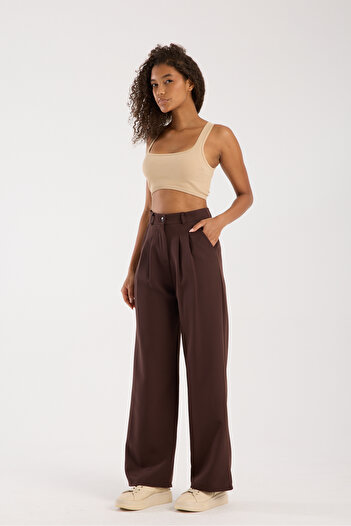 LAVA FASHION Women's Pleated Fabric high waist Palazzo Pants