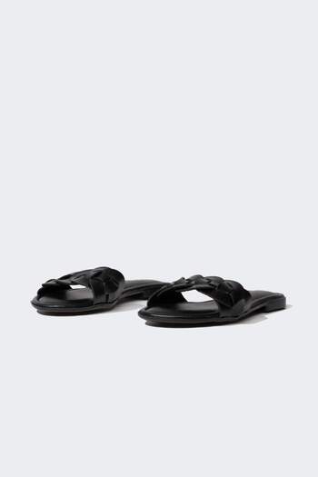DeFacto Papuci de damă din piele artificială - talpă plată, curea simplă, C3719AX24HS