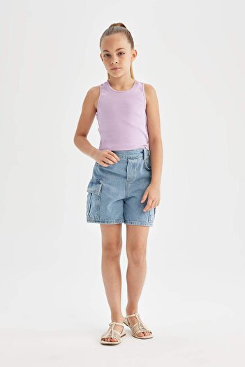 DeFacto Girl's Crew Neck Basic Plain Undershirt D0877A824Hs