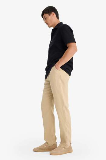 DeFacto %100 Keten Relax Fit Rahat Kesim Düz Paça Yazlık Pantolon C1117AX24SM