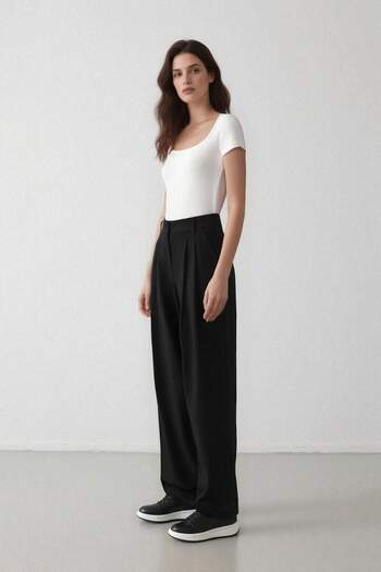 DeFacto Wide Leg Geniş Bol Paça Cepli Pensli Basic Düz Klasik Dokuma Palazzo Pantolon C6375AX24HS