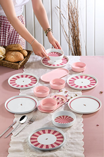 Kitchen Life 14 Parça 6 Kişilik Lovely Birds Kahvaltı Takımı-Lüx Kahvaltılık Sunum Seti Tabağı