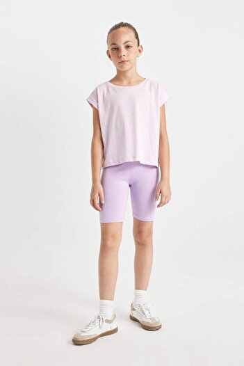 DeFacto Girls' Boxy Fit Crew Neck Basic Plain Short Sleeve T-Shirt C4511A824Sm
