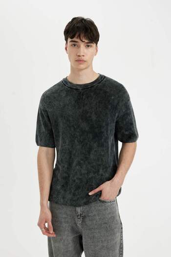 DeFacto Relax Fit Crew Neck Thessaloniki Fabric Short Sleeve T-Shirt C7332Ax24Sm