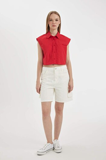DeFacto Oversize Wide Fit Flame Cotton Sleeveless Shirt D0358Ax24Sm