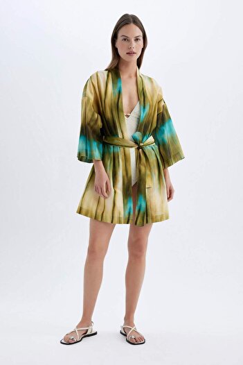 DeFacto Patterned Cotton Kimono-Fall in Love D0453Ax24Sm
