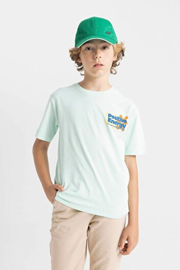 DeFacto Boy's Crew Neck Printed Short Sleeve T-Shirt C4661A824Hs