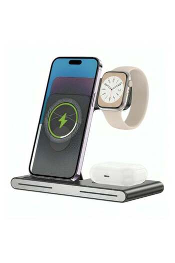 Go-Des 3-in-1 Foldable Wireless Charging Stand GD-WL386s – 15W Fast Charger for Phone, Watch & Ear