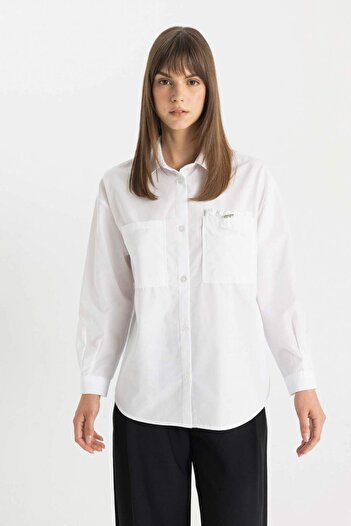 DeFacto Relax Fit Poplin Uzun Kollu Gömlek Tunik C7825AX24SM