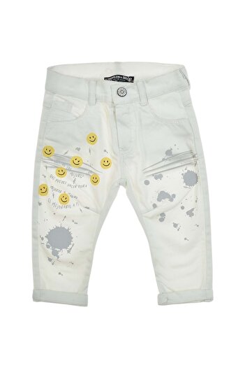 Babexi Smile Face Dama Printed Lycra Pants White