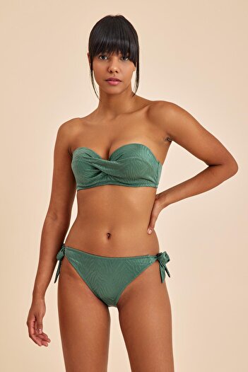 Amarelle Bali Yeşil Balenli Dolgulu Straplez Push-Up Bikini Üst