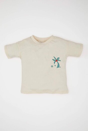 DeFacto Baby Boy Crew Neck Palm Printed Short Sleeve T-Shirt C9362A524Sm