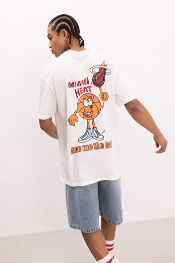 DeFacto DeFactoFit NBA Miami Heat Boxy Fit Crew Neck Short Sleeve T-shirt B9887AX24SM