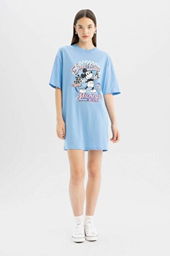DeFacto Rochie mini tricou din bumbac pieptănat cu mânecă scurtă Disney Mickey & Minnie C3490AX24SM