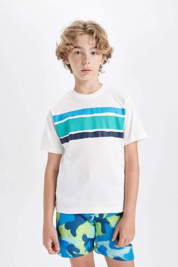 DeFacto Boy's Crew Neck Printed Short Sleeve T-Shirt C3302A824Sm