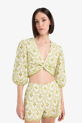 DeFacto Patterned Embroidered Brode Beach Top-Fall in Love C6172Ax24Sm