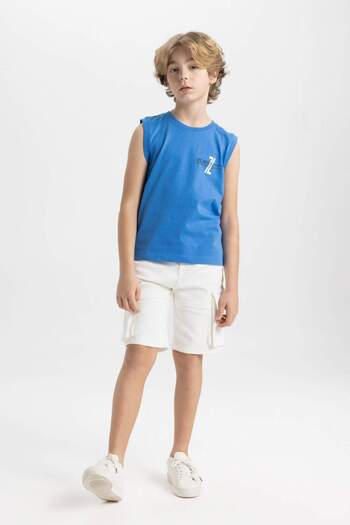 DeFacto Boy's Printed Crew Neck Tank Top - B6161A824HS