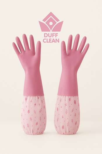 DUFF CLEAN Standard L Size Hot Dishwashing Gloves Durable Waterproof Household Gloves Water Dust Stop Cleaning