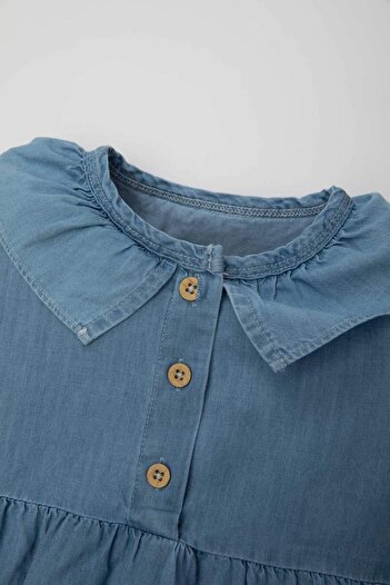 DeFacto Short Sleeve Jean Jumpsuit and Pantyhose 2 Pieces Set for Newborn Baby Girl - C2669a524sm