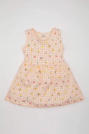 DeFacto Baby Girl Patterned Sleeveless Dress C0074A524SM
