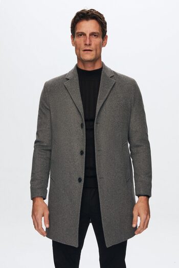 D'S Damat Ds Damat Regular Fit Anthracite Mono Collar Cashmere Coat