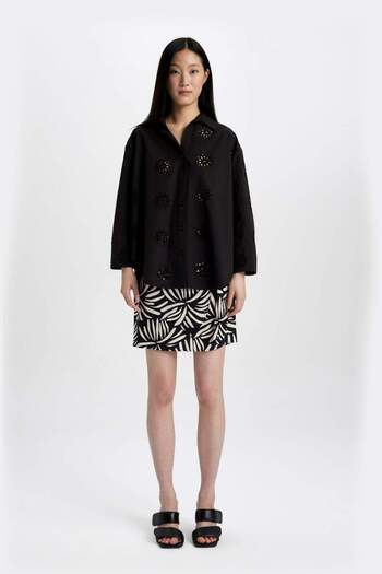 DeFacto A-line Patterned High Waist Maroken Mini Skirt C4803AX24SM