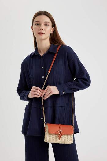DeFacto Women's Long Strap Straw Crossbody Bag B9040Axns
