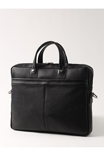Dufy Men's Black Leather Briefcase