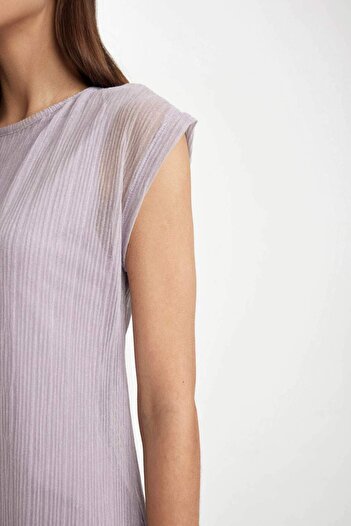DeFacto Bodycon Yuvarlak Yaka Yarasa Kollu Maxi Elbise C8293AX24SM