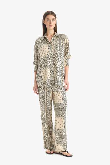 DeFacto Regular Fit Shawl Pattern Viscose Beach Pants-Fall in Love C3159Ax24Sm