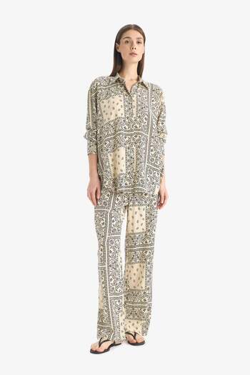 DeFacto Shawl Patterned Viscose Beach Shirt-Fall in Love C3158Ax24Sm