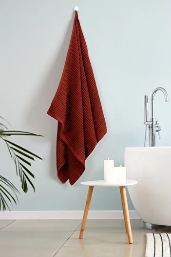 Püskül Tekstil Luxury Bath Towel 1Pcs, Waffle Weaving, 100% Cotton, High Quality, Quick Drying Bath Towels