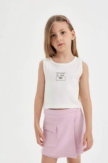 DeFacto Printed Undershirt and Shorts Skirt Set for Girl - C5367A824Sm