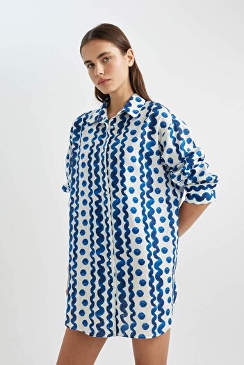 DeFacto Gemustertes Popeline-Strandhemd - Fall in Love Z4856AZ24SM