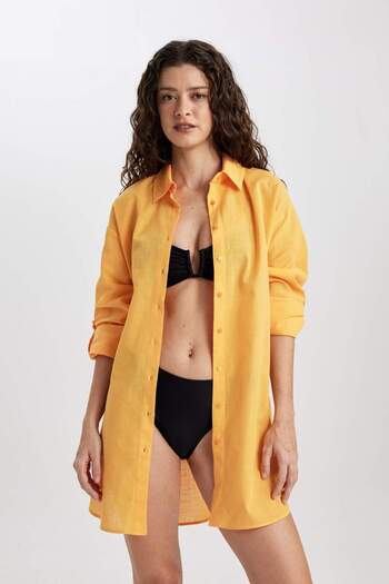 DeFacto Regular Fit Cotton Beach Shirt-Fall in Love W8241Az24Sm