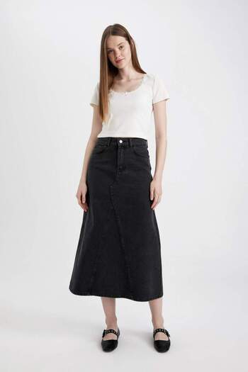 DeFacto Long Fit Jean Long Skirt C2438AX24SM