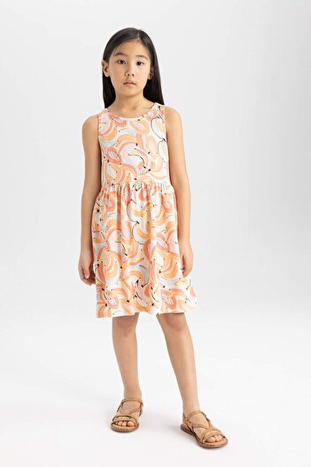 DeFacto Girl's Patterned Sleeveless Dress B4338A824SM
