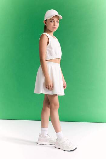 DeFacto Girl's 2-Piece Set Crew Neck Printed Sleeveless T-Shirt Skirt C5363A824Sm