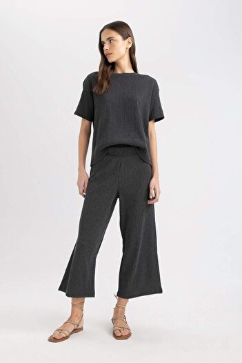 DeFacto Wide Leg Wide Loose Leg Regular Waist Wrap Capri Pants C4329Ax24Sp