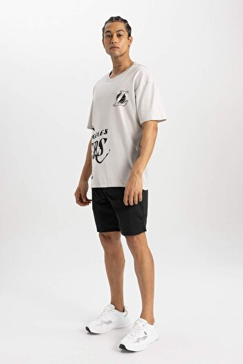 DeFacto Defactofit Nba Los Angeles Lakers Boxy Fit Crew Neck Short Sleeve T-Shirt B9895Ax24Sm