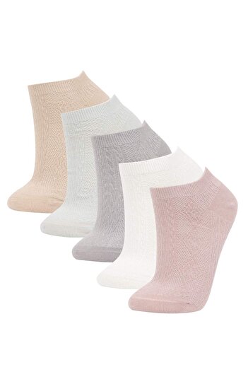 DeFacto Women's 5-Piece Cotton Booties Socks B6042Axns