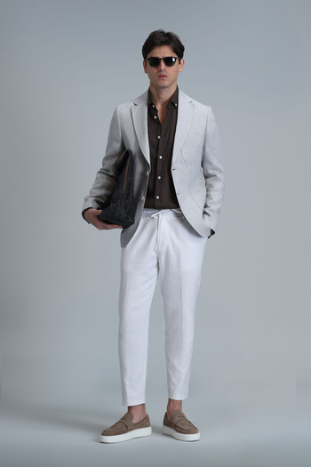 Lufian Men's Slim Fit White Chino Pants - Leo Smart
