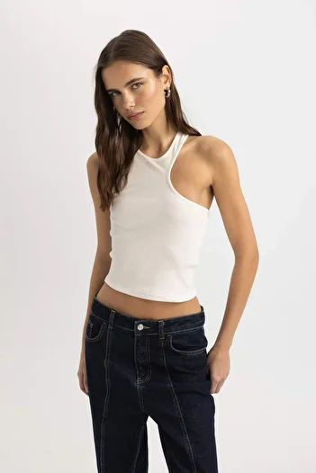 DeFacto Asymmetric Cut Slim Fit Ribbed Camisole Athlete - C6246Ax24Sp