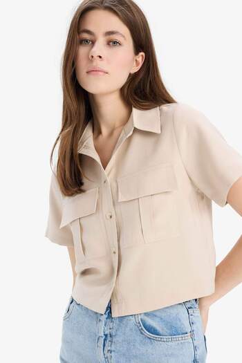 DeFacto Crop Shirt Collar Short Sleeve Shirt C4784Ax24Sm