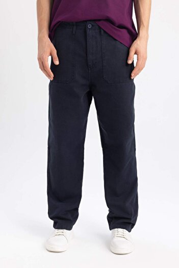 DeFacto Gabardin Pantolon Baggy Fit Bol Rahat Kesim Cepli Düz Paça B4762AX24SP