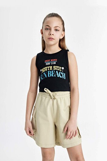 DeFacto Girl's Crew Neck Printed Singlet C2213A824Hs