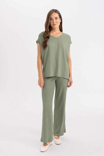 DeFacto Bürümcük Pants Wide Leg Wide Loose Leg Flexible Waisted C0200Ax24Sp