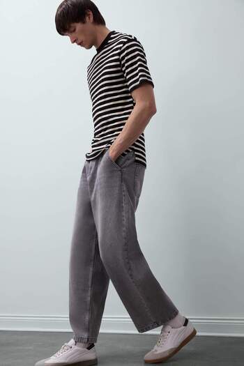 DeFacto Μπλουζάκι Comfort Regular Fit Comfortable Fit με ριγέ κοντό μανίκι B5910ax24sp
